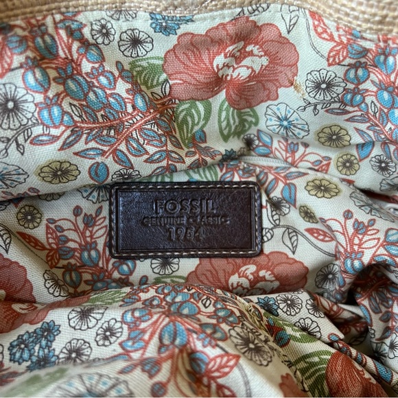 Fossil Burlap Tan Cream Purse handbag - Picture 7 of 12